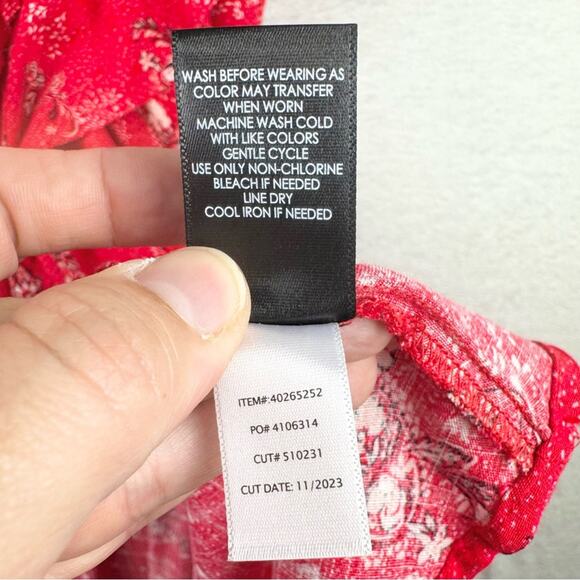 Torrid Maxi Swiss Dot Ruffle Hi-Low Skirt Joy Paisley Adrenaline Rush Red Sz 1X - Picture 15 of 15